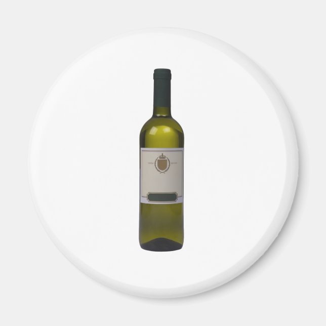 Flasche Qualitätswein mit leerem Etikett Magnet (Vorne)