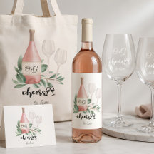 Flasche rosa Rose mit Monogramm Prost auf die Lieb