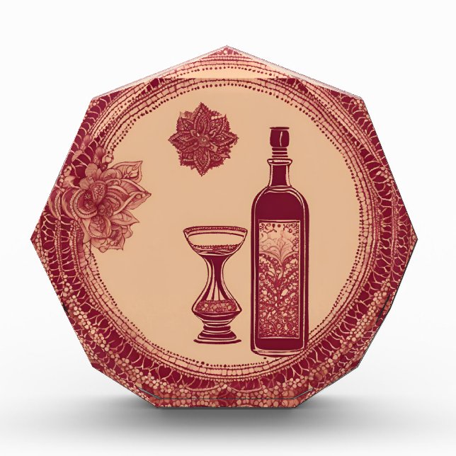 Flasche Rot auf Lace AI Art Fotoblock (Vorderseite)