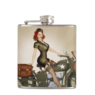 Flasche Sergeant-Davidson Army Motorcycle Pinup Flachmann