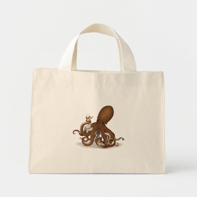 Flasche Steampunkie Wissenschaft der Octopus Holdi Mini Stoffbeutel (Vorne)