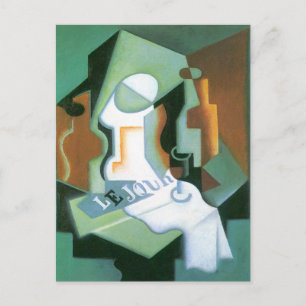 Flasche und Fruchtsaft von Juan Gris, Vintager Kub Postkarte
