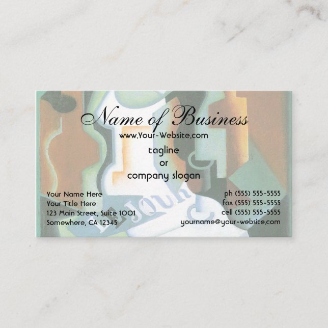 Flasche und Fruchtsäfte (1919) Kubismus von Juan G Visitenkarte (Vorderseite)