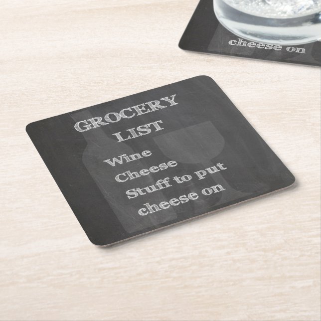 Flasche und Glas: Rechteckiger Pappuntersetzer (angewinkelt)