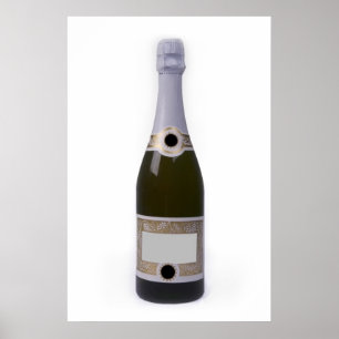 Flasche von Champagne mit leerem Aufkleber Poster