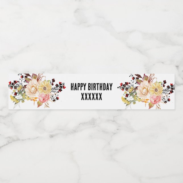 Flasche Wasser ETIKETT - boho floral (Einzelnes Label)