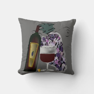 Flasche Wein n Trauben Kissen