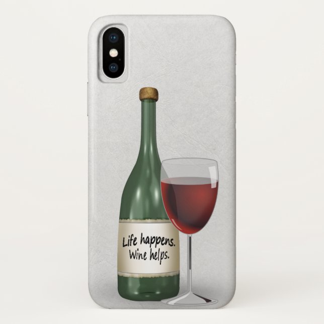 Flasche Wein und Glas mit Zitat Case-Mate iPhone Hülle (Rückseite)