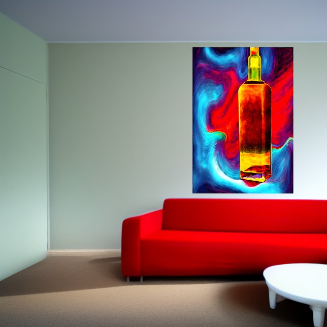 Flasche Whiskey, farbiger Hintergrund | Art der AI Poster (Von Creator hochgeladen)