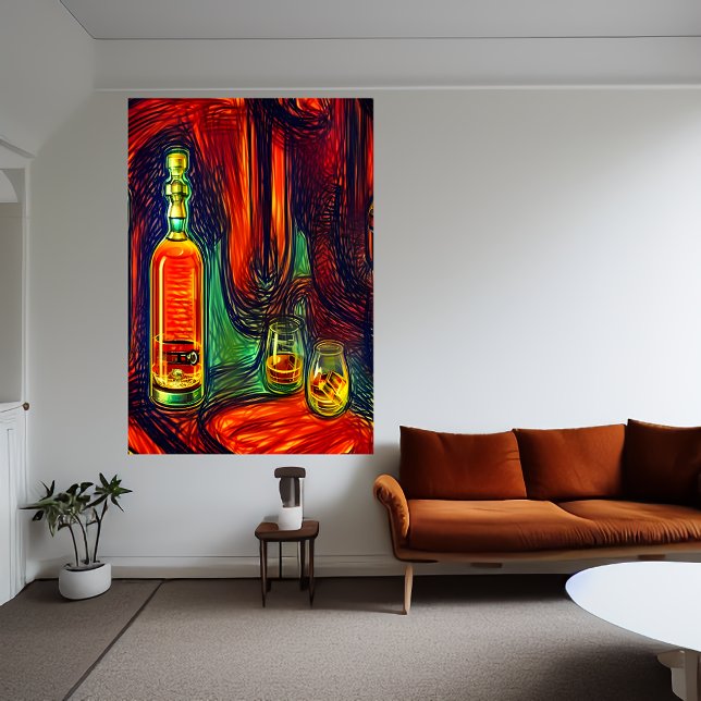Flasche Whiskey und zwei Glas | AI Art Poster (Von Creator hochgeladen)