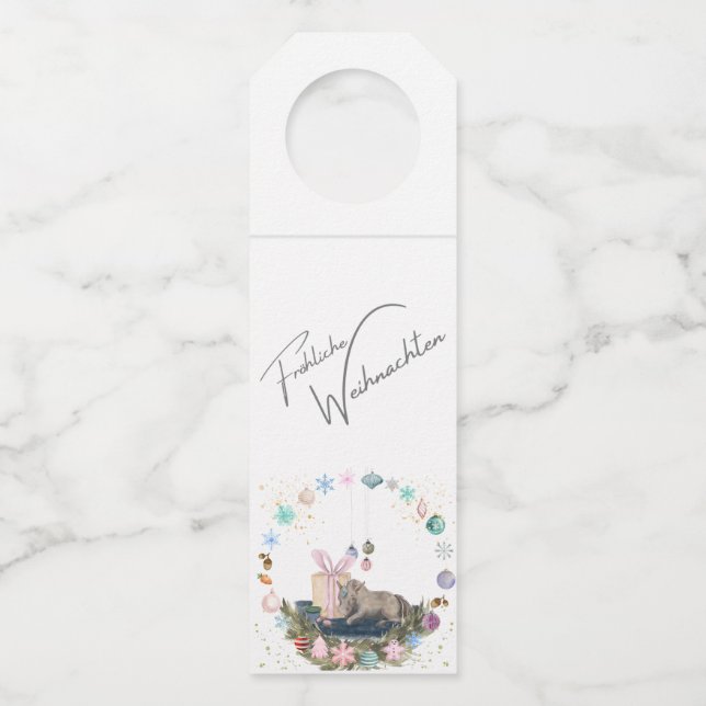 Flaschen Anhänger , Weihnachtsbild mit Pferd (Vorderseite)