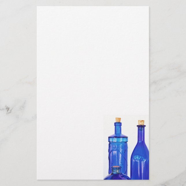 Flaschen aus blauem Glas Briefpapier (Vorderseite)