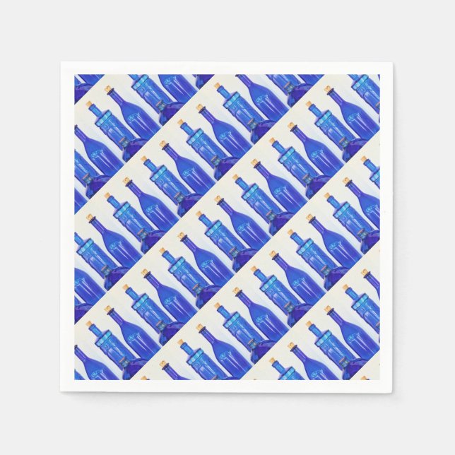 Flaschen aus blauem Glas Serviette (Vorderseite)
