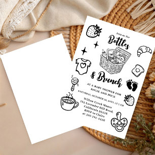 Flaschen & Brunch Kritzelei Schwarzer Junge Baby-P Einladung