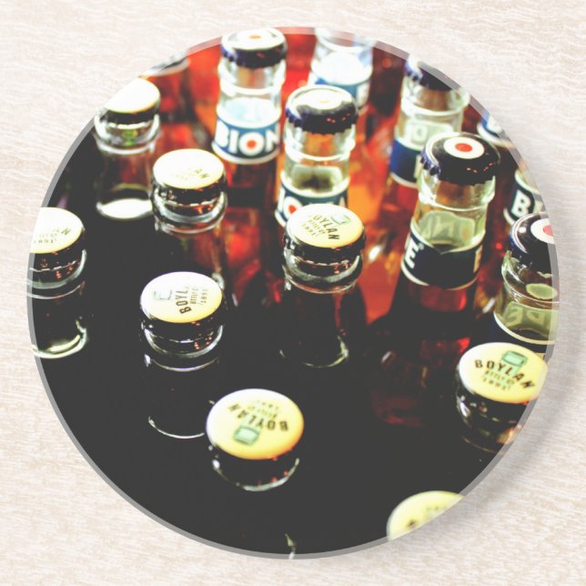 Flaschen, Flaschen und mehr Flaschen-Untersetzer Sandstein Untersetzer (Vorne)