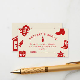 Flaschen & Stiefel Cowboy Retro Red Baby Dusche Begleitkarte