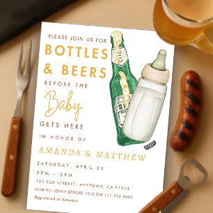 Flaschen und Bier Lässige Babydusche mit Coed Einladung