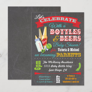 Flaschen und Bierpaare - Baby-Dusche Einladung