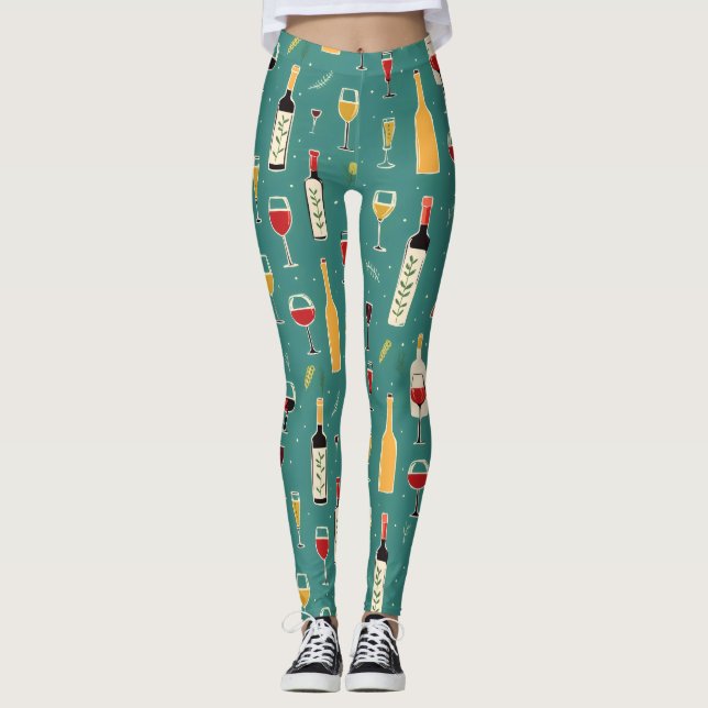 Flaschen und Glasmuster Leggings (Vorderseite)