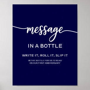 Flaschenbotschaft Elegantes Navy-Blaues Hochzeitss Poster