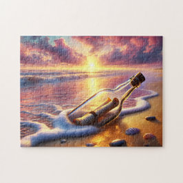 Flaschenbotschaft Sunset Beach Küste Puzzle
