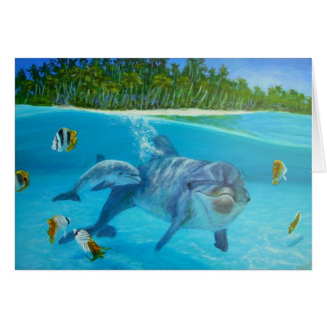 Flaschendolphin mit Baby (Vorderseite (Horizontal))
