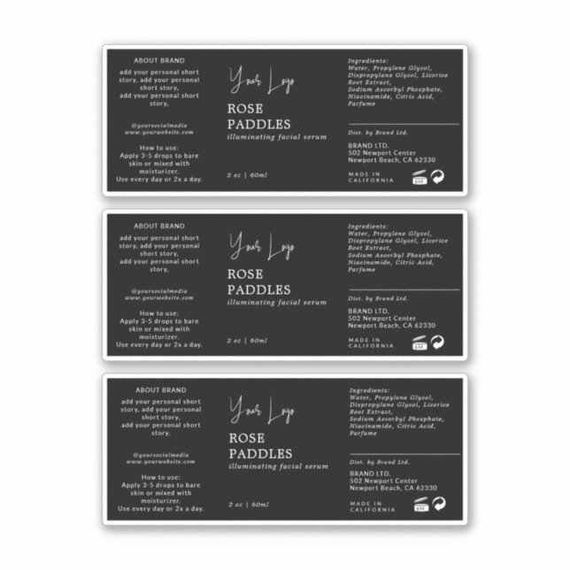 Flaschenetikett Aufkleber (Vorderseite)