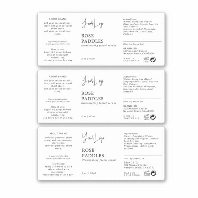 Flaschenetikett Aufkleber (Vorderseite)