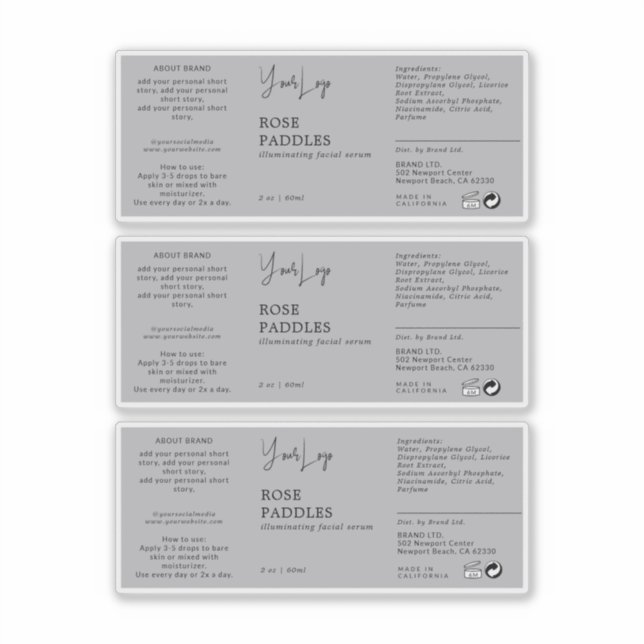 Flaschenetikett Aufkleber (Vorderseite)