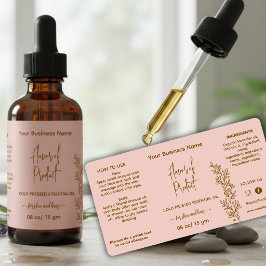 Flaschenetikett Botanical Blush pink ätherisches Ö