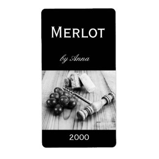 Flaschenetikett für Korken, Korkenzieher und Traub