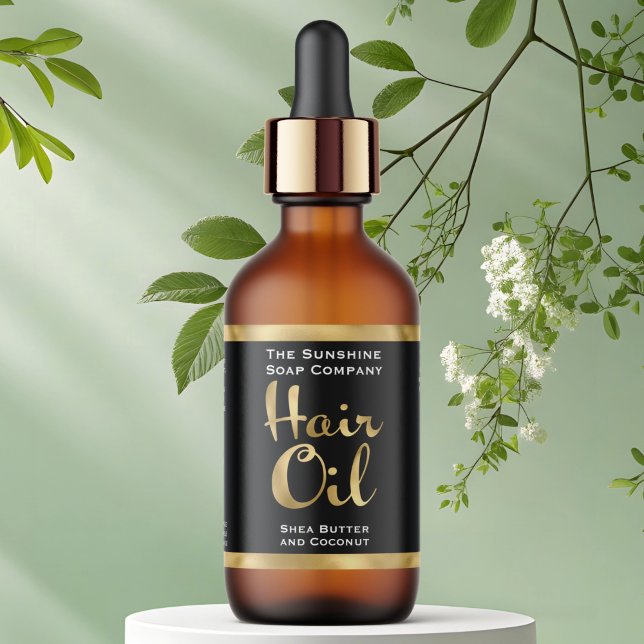 Flaschenetikett für schwarze und goldene Haare (Von Creator hochgeladen)