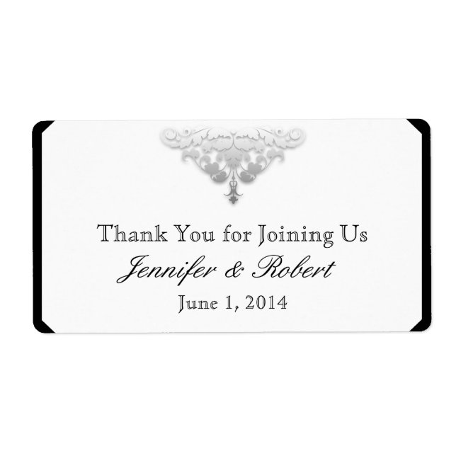 Flaschenetikett für weißes Schwarz und Silberpatro (Vorne)