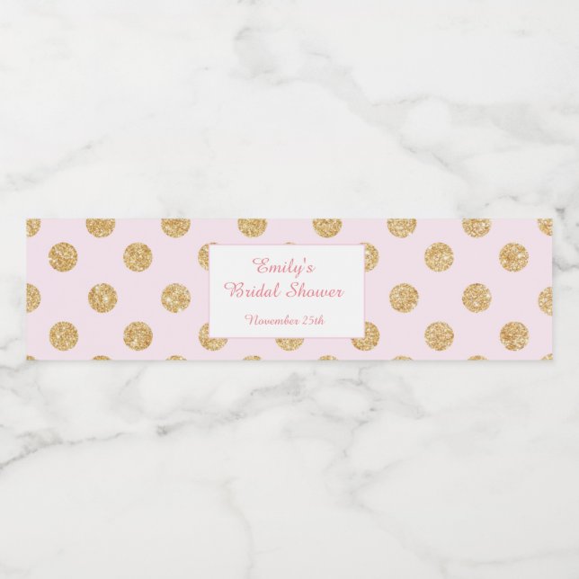 Flaschenetikett Glitzer Gold Rosa Brautparty Wasserflaschenetikett (Einzelnes Label)