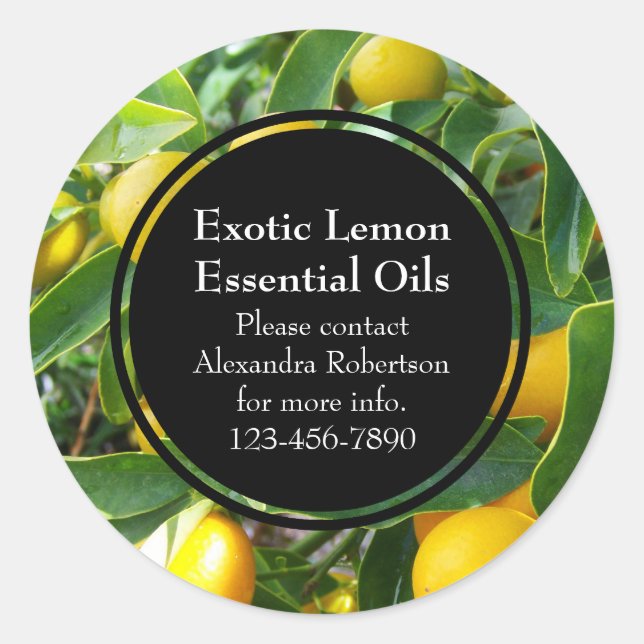 Flaschenetikett Lemon Essential Oil Business Runder Aufkleber (Vorderseite)