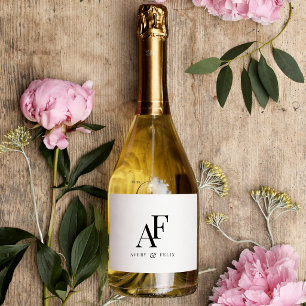 Flaschenetiketten Hochzeit Monogramm Champagner