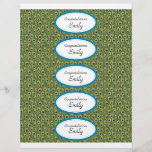 Flaschenetiketten   Türkis und Pfauenprint Flyer