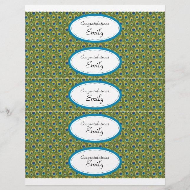 Flaschenetiketten | Türkis und Pfauenprint Flyer (Vorne)