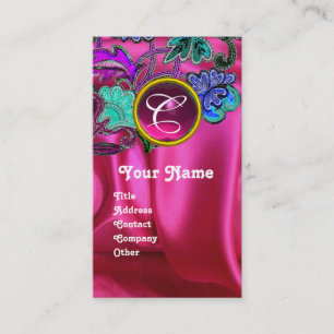 FLASCHENFLÄCHENPINK FUCHSIA SILK CLOTH, GEM MONOGR VISITENKARTE