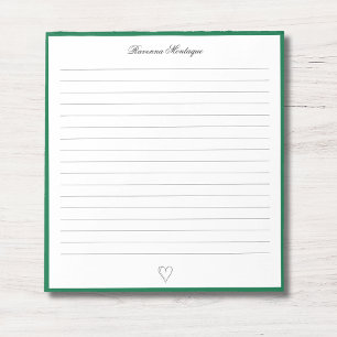Flaschengrüne Umrandung und Herz Custom Schrift Li Notizblock