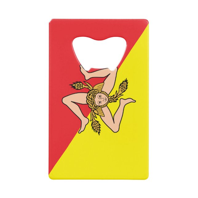 Flaschenöffner-Flagge aus rostfreiem Stahl Sizilie Geldbeutel Flaschenöffner (Vorderseite)