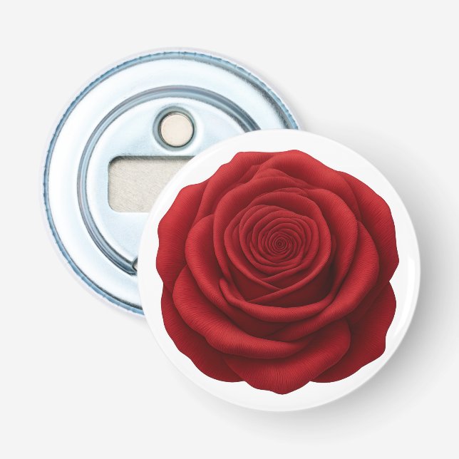 Flaschenöffner - Rote Rosenblüte (Vorderseite)