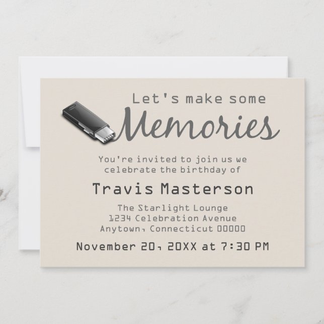 Flash Drive Geburtstagsparty Einladung (Vorderseite)