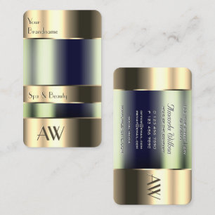 Flash Gold 3D-Initials Glasoptik Blaue Flüssigkeit Visitenkarte