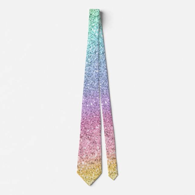 Flash Pastel Rainbow Glitzer Pattern Krawatte (Vorderseite)