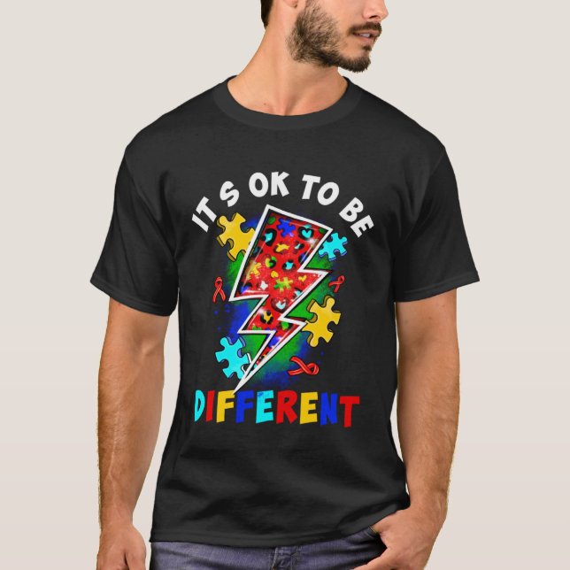 Flash Puzzle Itu2019s Ok To Be Different Autism Aw T-Shirt (Vorderseite)