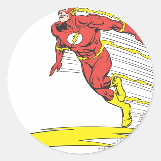 Flash springt nach links runder aufkleber (Vorderseite)