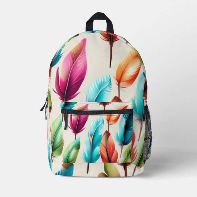 Flashy Feathers  Bedruckter Rucksack (Vorderseite)