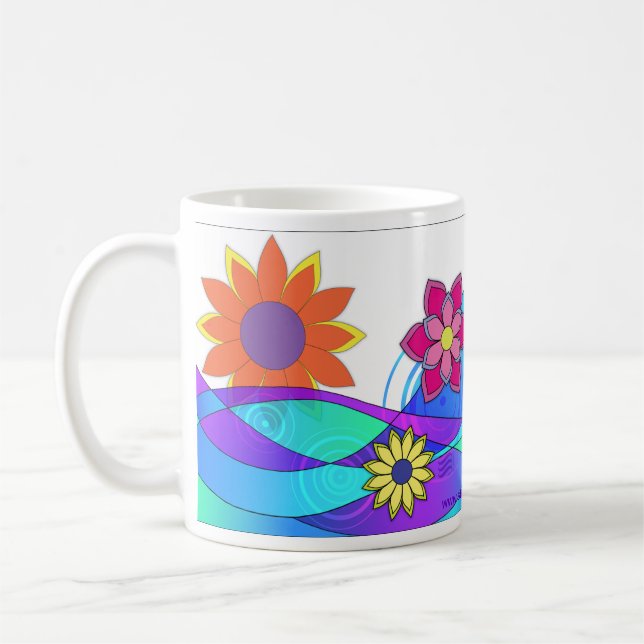 Flashy Hippie-Blume Tasse (Links)