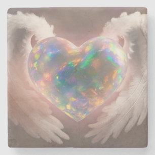 *~* Flashy Opal Herz Engel Flügel AP78 Steinuntersetzer